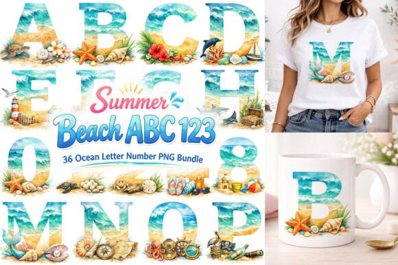 Download Summer Beach Alphabet Letters PNG Bundle - Premium Resources