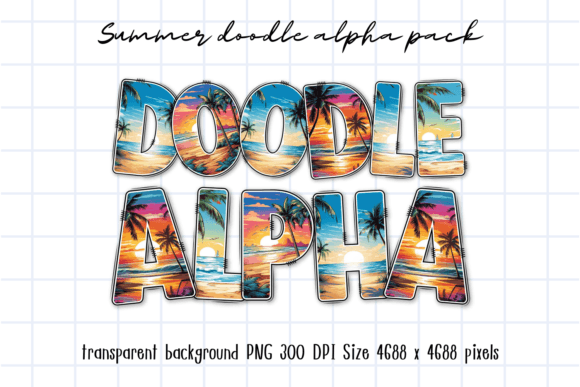 Download Summer Vacation Sea Beach Doodle Letters - Premium Bundle