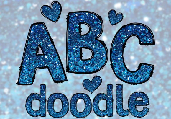 Download Blue Glitter Doodle Letters PNG Alphabet - Premium Resources