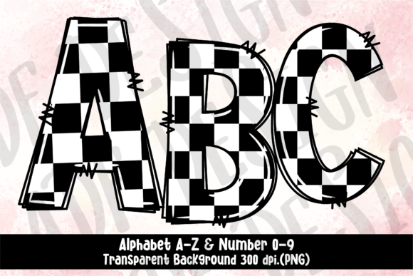 Download Checkered Doodle Alphabet Letters PNG - Premium Resources