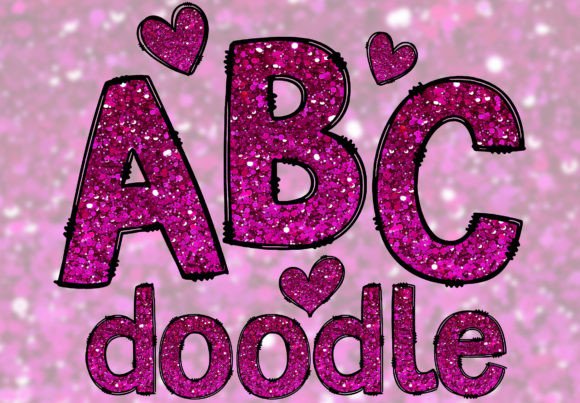 Download Hot Pink Glitter Doodle Letters PNG - Premium Resources